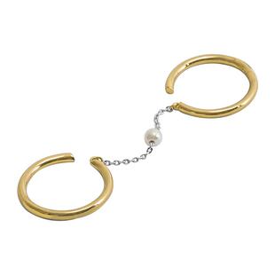 THEYKNOW双环珍珠链条戒指环女ins潮时尚小众设计简约生日礼物