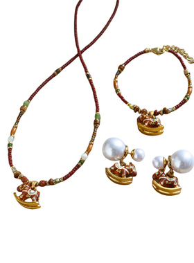 马年新年本命年新款摇摇木马项链