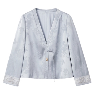 蓝语大码女装新中式温婉提花外套显瘦吊带连衣裙春季新款漂亮套装