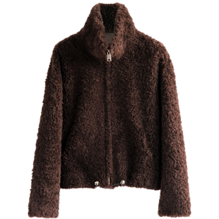 2025年进口澳洲全羊毛皮草外套短款立领颗粒复合皮毛一体皮草大衣