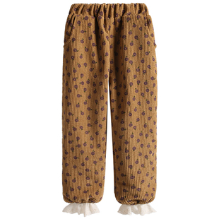 女童束脚裤秋冬款宝宝松紧腰加绒加厚休闲长裤子儿童灯笼花苞裤女