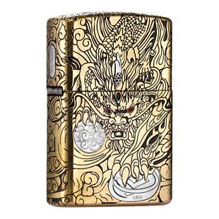 zippo打火机招财貔貅官方正版芝宝防风煤油火机 盔甲错金银送男生