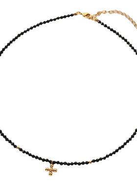 黑色十字架简约项链颈链