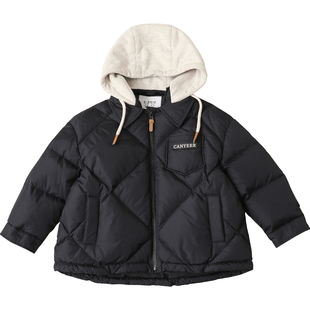 康衣儿男童羽绒服假两件衬衫式小童假两件中大童装羽绒服外套90绒