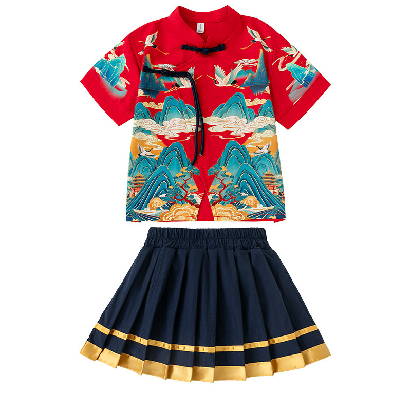 男女童中国风汉服夏季套装走秀服