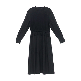 it'real瑞尔25年冬季新款设计感复古流苏假两件连衣裙女