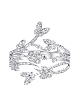 【春上新】MOH动物絮语系列蝴蝶花丛镶钻优雅轻奢镂空开口手镯