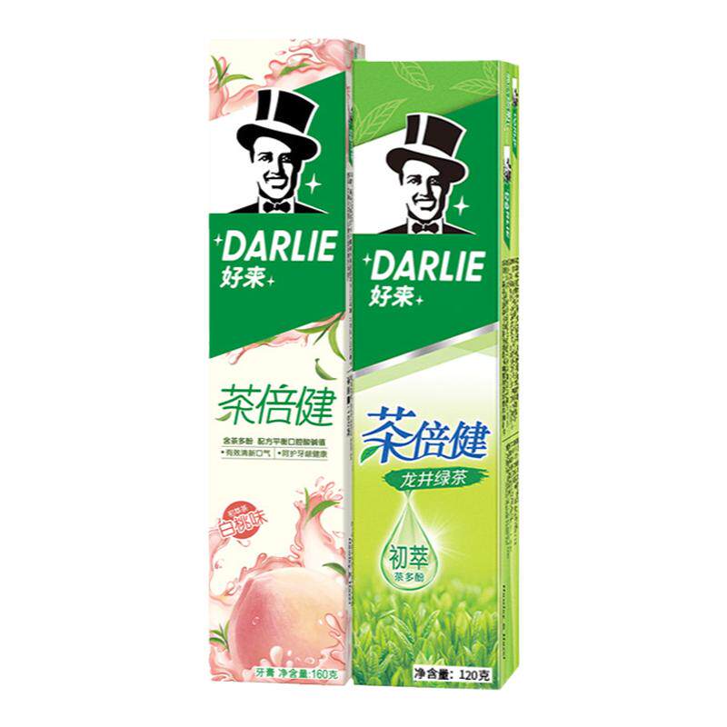 好来绿茶清新口气白桃黑人牙膏