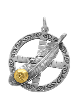 高桥点金星月子宫羽毛唐草纹十字轮盘太阳之轮光芒雄鹰吊坠925银