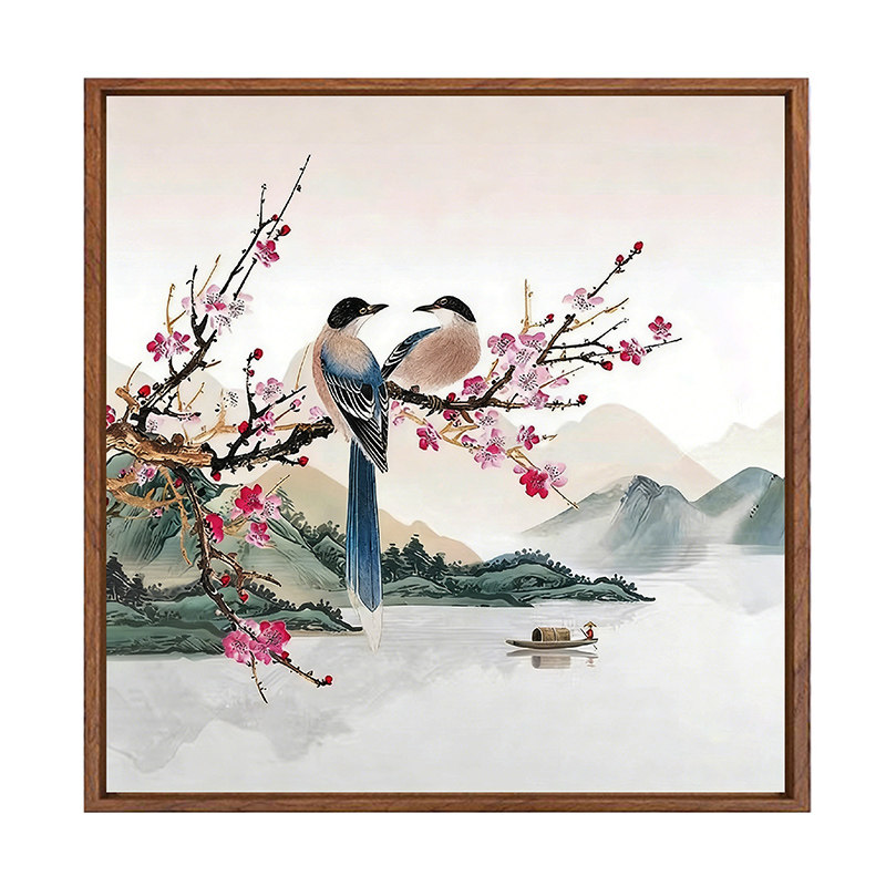 花鸟报喜图diy数字油画手绘填色