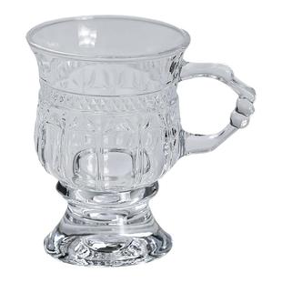 英式复古玻璃杯家用手柄杯酒杯琥珀色饮料杯拿铁咖啡杯下午茶杯子