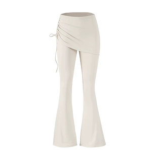 假两件瑜伽裤女高腰提臀健身裤无尴尬微喇裤跑步训练高弹运动长裤