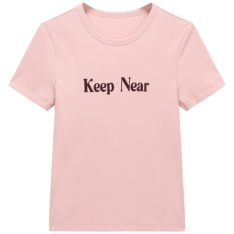 【新品】OCHIRLY欧时力  字母印花短袖t恤女2026夏季植绒修身上衣