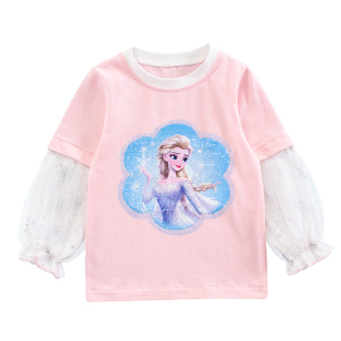 女童长袖t恤春秋款洋气亮片变色衣服儿童爱莎公主女宝宝艾莎上衣