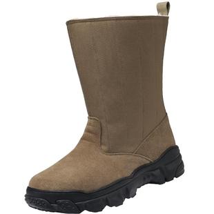 强人3515男靴冬季皮毛一体东北雪地靴蒙古靴保暖加厚高帮男士棉靴