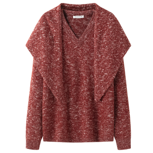 VIKTORIACHAN假日胶囊系列新品 V领毛衣松紧腰半裙混色针织套装