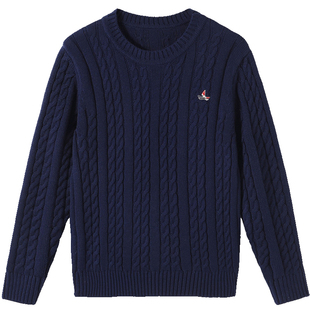 Navigare意大利小帆船男女童毛衣2026新年男孩红色内搭圆领拜年服