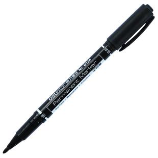 得力6824油性笔小双头记号笔黑色粗细两头儿童绘画勾线笔CD光盘笔黑色办公文具