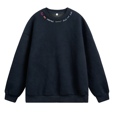 潮牌美式字母刺绣圆领卫衣男女