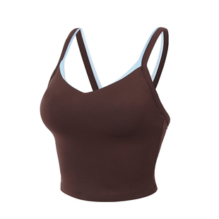 annerun深v美背内衣一体式可外穿运动文胸聚拢健身背心瑜伽服上衣