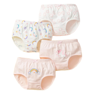 全棉儿童内裤女童纯棉三角裤宝宝小女孩底裤100%不夹屁股平角短裤