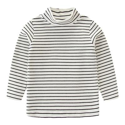 百咘噜纯棉半高领打底衫条纹长袖