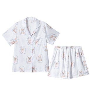 loveloc乐乐哺睡衣女薄款夏季新款冰丝凉感家居服可外穿短袖套装