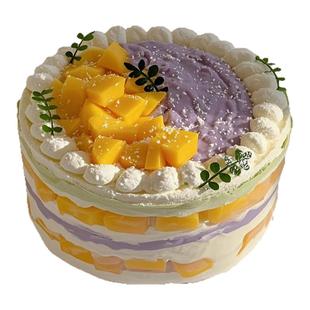 斑斓芋泥芒果\双拼水果生日蛋糕动物奶油上海同城配送微贝烘焙