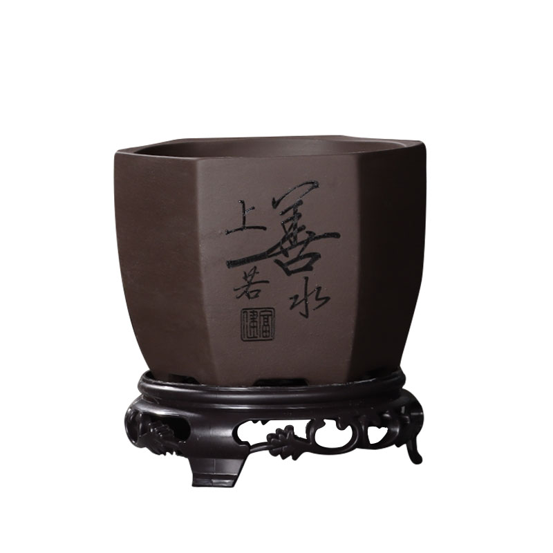 紫砂花盆清仓特价带底座托盘盆景盆兰花文竹小榕树绿植多肉陶瓷盆