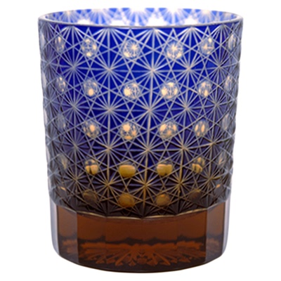 七宝江户切子龙眼连菊纹水晶酒杯