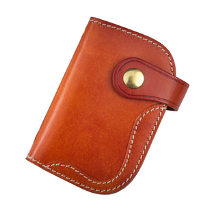 手工钥匙包小钱包零钱包卡包二合一日式复古多功能植鞣牛皮挂绳铜