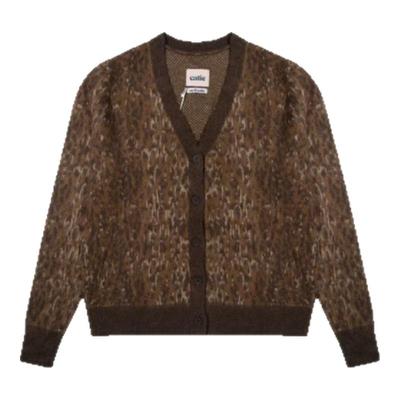 【现货】Nothing Written Narchi马海毛豹纹针织衫纽扣毛衣开衫女