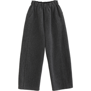 NNGZ冬季女童毛呢休闲裤柔软亲肤儿童保暖弯刀裤中大童直筒裤子