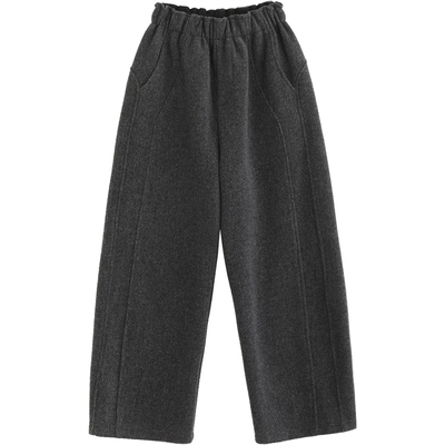 NNGZ冬季女童毛呢休闲裤柔软亲肤儿童保暖弯刀裤中大童直筒裤子