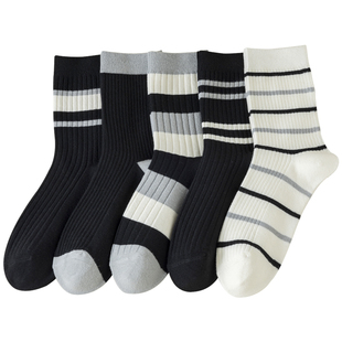 男士袜子纯棉吸汗防臭秋冬季中筒袜男款棉袜冬天青少年运动长筒袜