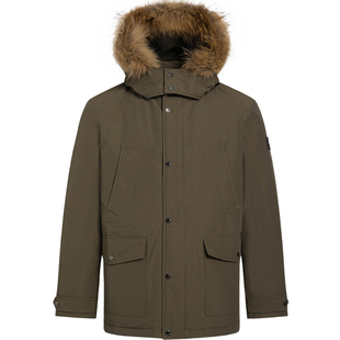 【御寒机能鹅绒】暇步士男装冬季防风厚实派克服大毛领连帽羽绒服