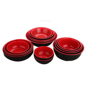 密胺仿瓷馄饨碗米线捞面汤面碗日式拉面碗食堂饭店大碗黑红碗塑料