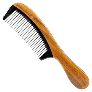 郎府绿檀木牛角梳长柄梳子薄款好入发顺发梳造型梳个人护理梳细齿