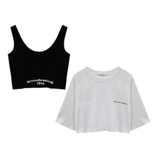 单件/两件套露脐短款上衣夏季2024新款韩版宽松高腰衣服T恤女