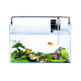 鱼缸客厅2024新款免换水自循环造景热弯玻璃缸小型桌面生态迷你金