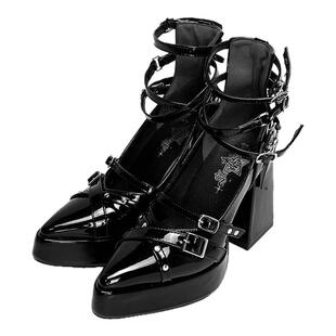 硝烟玫瑰~小众设计感尖头防水台高跟鞋哥特风气质单鞋lolita女鞋