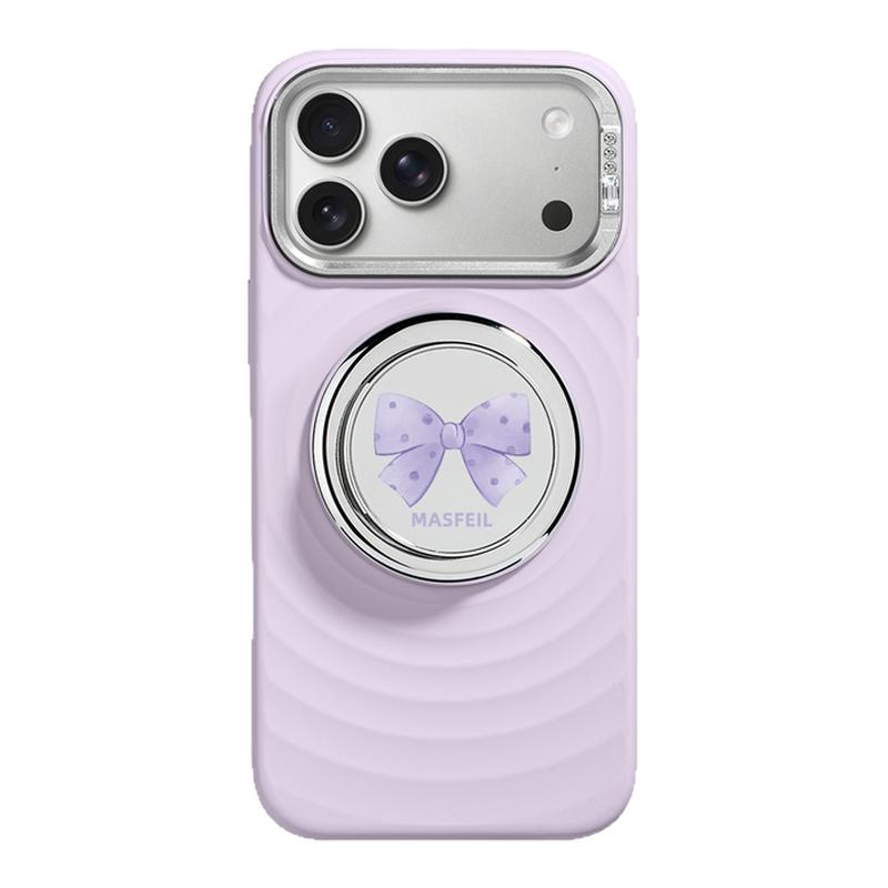 MASFEIL × 紫色蝴蝶结适用iPhone17Promax手机壳新款磁吸带支架苹果17Pro全包保护套液态硅胶Zo7高级感简约