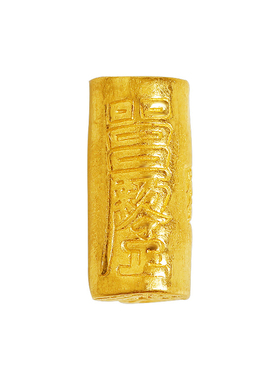 老克勒黄金錾刻足金四季平安转运珠桶珠手链手串项链配件配饰男女
