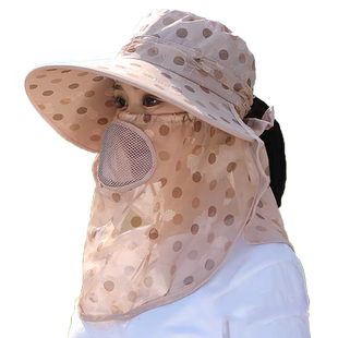 遮阳帽女夏季新款防晒遮脸防紫外线采茶帽户外百搭面纱干农活帽子
