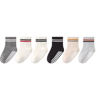 喜得瑞婴儿地板袜春秋纯棉儿童防滑袜男宝宝游乐场室内中筒学步袜