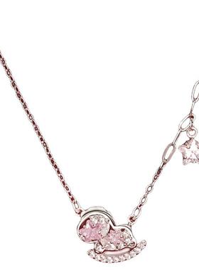 999足银小马吊坠项链百搭