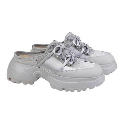 fed银色半拖夏季新款女鞋蝴蝶结凉拖增高厚底鞋女款S0430-YAC621