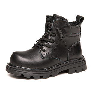 女童马丁靴2025新款秋冬真皮加绒儿童靴子头层牛皮英伦风男童短靴