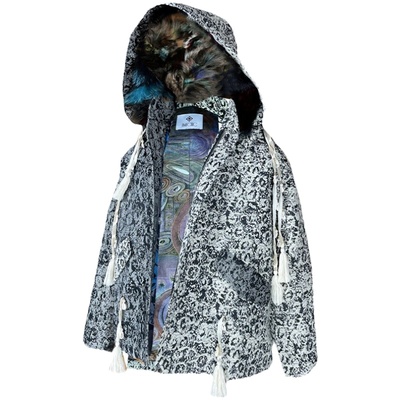 羊毛牛仔型高密狐狸毛鱼尾短风衣