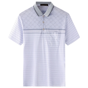 爸爸夏装短袖t恤中老年薄款宽松中年人男士夏季冰丝爷爷装上衣服